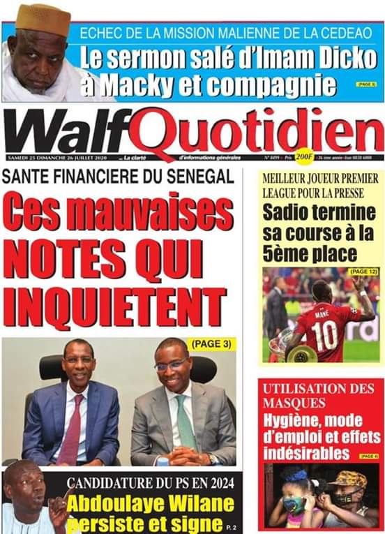 La Revue De La Presse SÉnÉgalaise De Ce Samedi 25 Juillet 2020 Ouragan