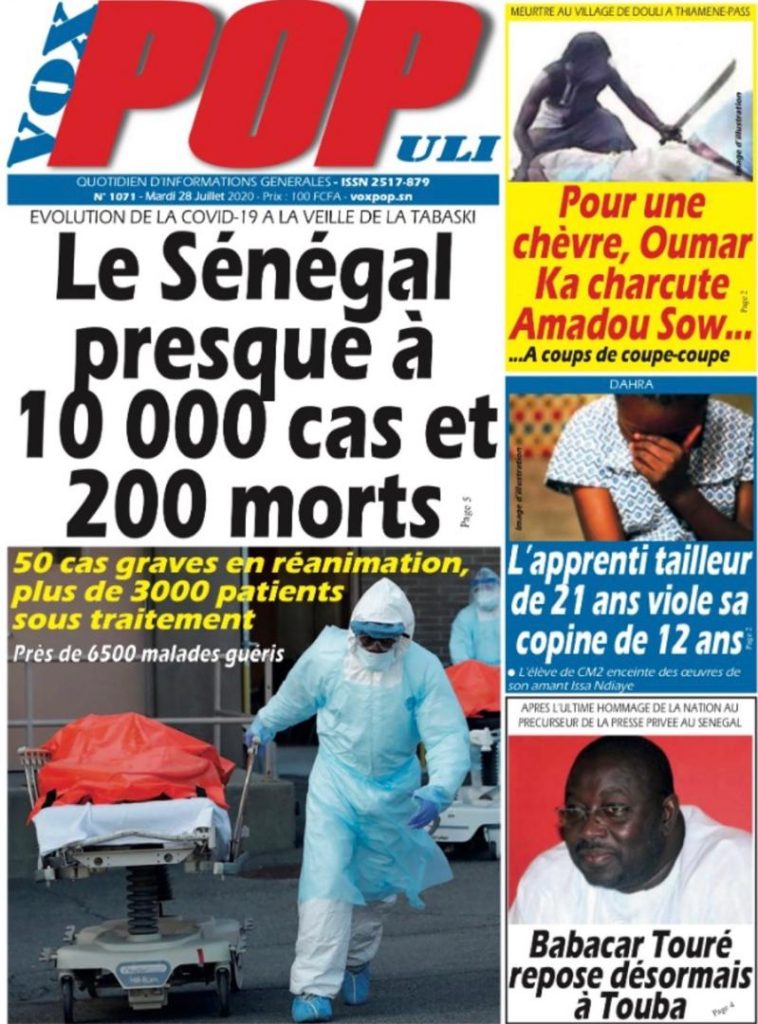 La Revue De La Presse SÉnÉgalaise Du Mardi 28 Juillet 2020 Ouragan