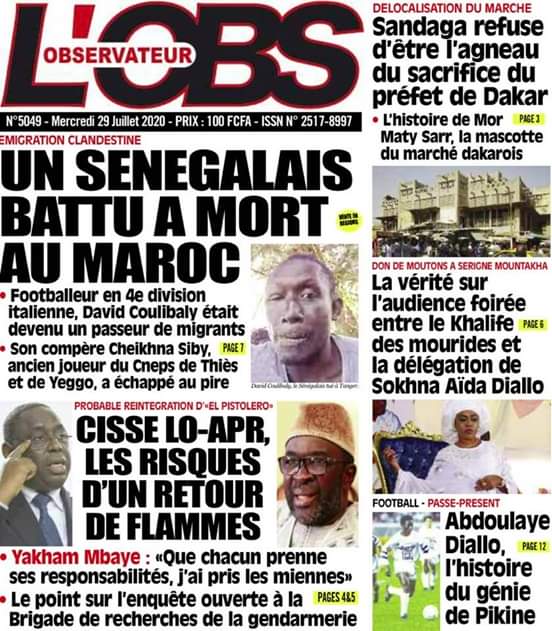 La Revue De La Presse SÉnÉgalaise Du Mercredi 29 Juillet 2020 Ouragan